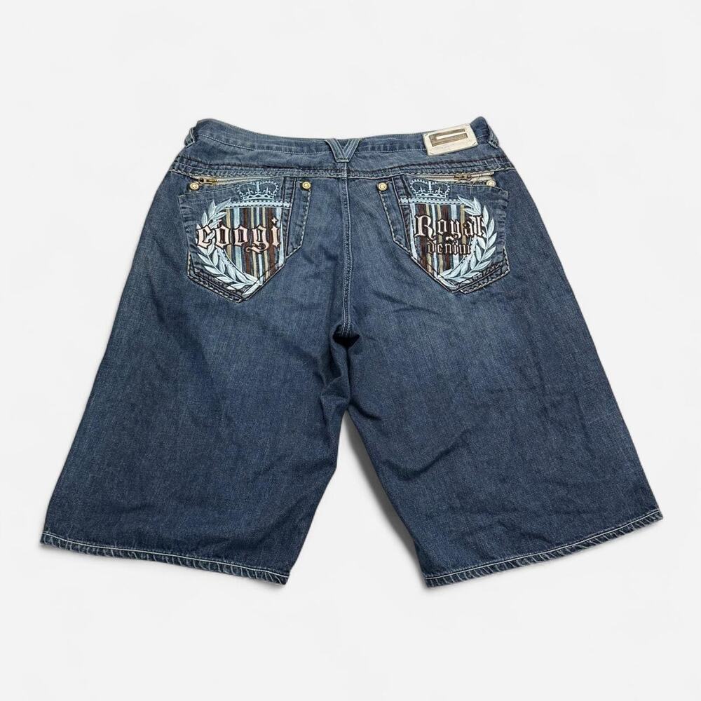 COOGI Royal Denim W40 Baggy Jorts Y2K Embroidered Hip Hop Long Jean Shorts